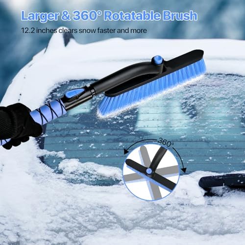 44" Snow Brush and Ice Scrapers Detachable, 360° Pivoting Soft Bristle Head - Image 4