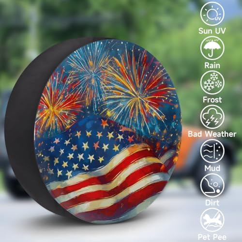 Fireworks Flag Spare Tire Cover Dust-Proof Wheel Protector - Image 3