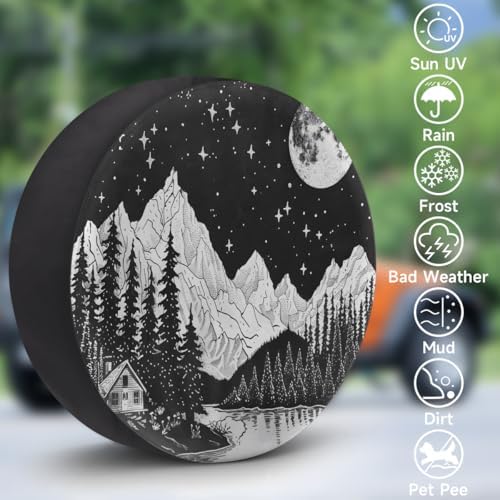 Rv Spare Tire Cover Wheel Mountain Moon Forest Tire Covers Wheel Protectors - Image 3