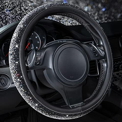CAR PASS Bling Diamond Leather Steering Wheel Cover, Bling Sparkly Crystal by CARPASS