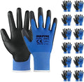 DULFINE Safety Work Gloves for Men & Women 12 Pairs, PU Coated Blue L by DULFINE