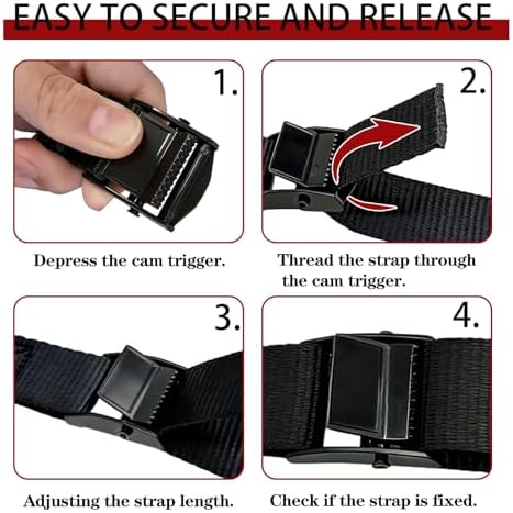 Lashing Straps with Buckles, 1 Inch × 6.7 Feet, Cargo Tie-Down Strap - Image 4