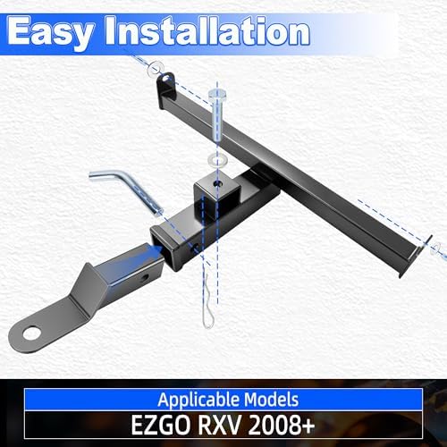 Golf Cart Rear Trailer Hitch, Heavy Duty Carbon Steel Hitch Receiver, No-Drill - Image 4