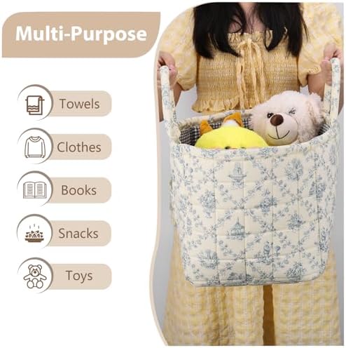 Storage Basket Boho Fabric Large Collapsible Floral Laundry Nursery Hamper - Image 3