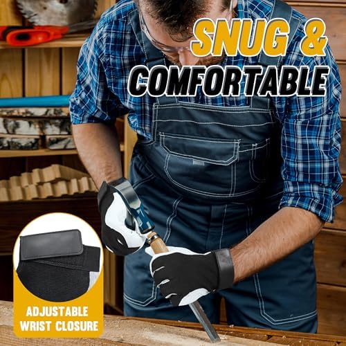 HANDLANDY Work Gloves for Men & Women, Utility Mechanic Working Gloves Touch - Image 4