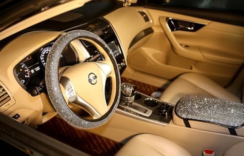 White Bling Women Steering Wheel Cover - Image 3