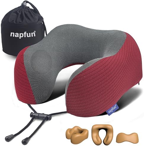 napfun Neck Pillow for Travel, Memory Foam Airplane Pillow by NAPFUN