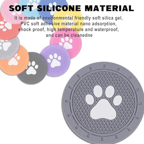 4 Pack Car Cup Holder Coasters, Dog Paw Insert Car Cup Coaster, 2.75 Inch Anti - Image 6
