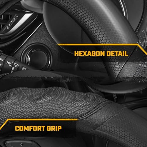 Cat® HexSport Black Carbon Fiber Steering Wheel Cover, Durable and Comfortable - Image 5