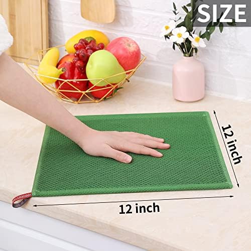 Homaxy 100% Cotton Waffle Weave Kitchen Dish Cloths 12-Pack, Grass Green - Image 5