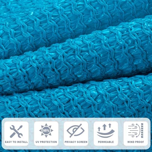 Sun Shade Cloth with Grommets, Turquoise Blue - Image 4
