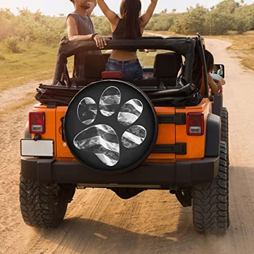 Paws Us American Flag Spare Tire Cover Dust-Proof Wheel Tire Cover Fit Trailer - Image 4