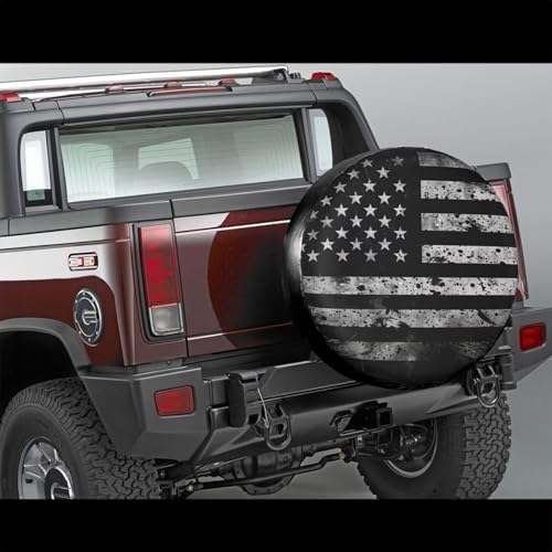 Black American Flag Tire Covers US Flags Pattern Tire Wheel Protector - Image 5