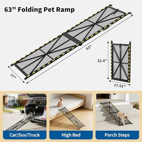 Garvee 63" × 17" Vehicle Pet Ramp, Steel Dog Ramp - Image 2