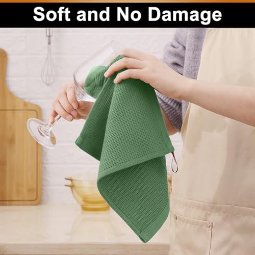 Homaxy 100% Cotton Waffle Weave Dish Cloths, 6 Pack, Grass Green - Image 5