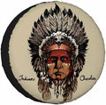 Indian Cherokee Spare Tire Cover Warrior Art Culture Chief Hand Drawing Head by NOMEDOGYIM