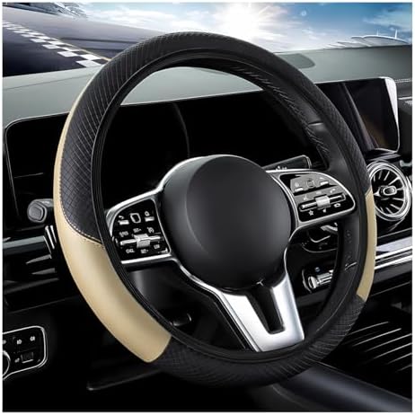 DXNQ Car Steering Wheel Cover, 15 Inch Carbon Fiber Leather Stitching Color by DXNQ