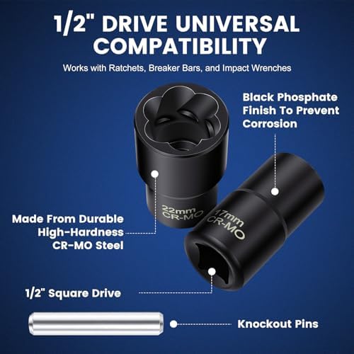 Professional 5-Piece Lug Nut Extractor Set - Image 3