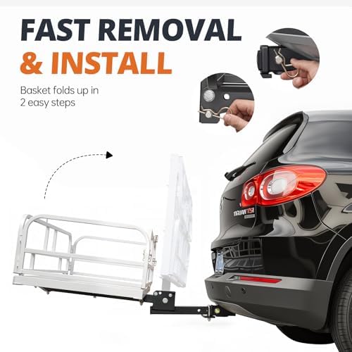 Forluck 60"x24"x14" Folding Hitch Mount Cargo Carrier, 500 lbs Capacity Heavy - Image 6