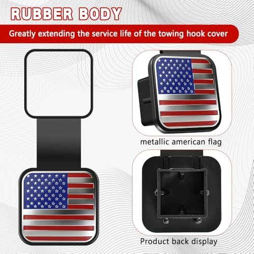 Universal Flag Tow Hitch Covers, Receiver Tube Hitch Plug, American Flag Rubber - Image 4