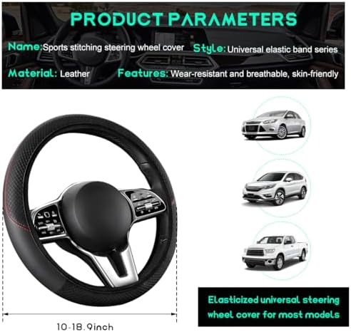 Car Steering Wheel Cover, 15 inch Carbon Fiber Microfiber Leather Elastic - Image 2