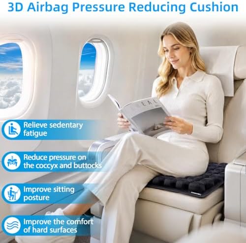 sodurue Inflatable Travel Cushion, Airplane Seat Cushion - Image 2