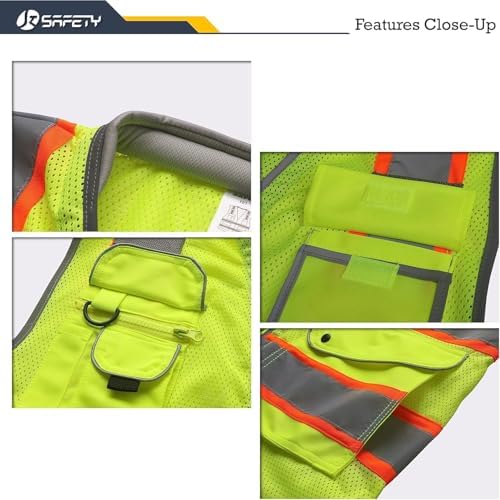 JKSafety Hi Vis Safety Vest for Men Women Cushioned Collar JK101 Yellow 4XL - Image 2