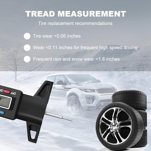 Digital Tire Tread Depth Gauge, 1 Inch/25.4 mm Metal Tread Depth Measurement - Image 5