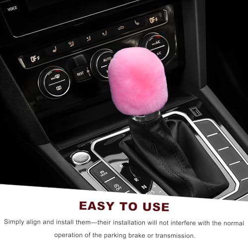 2PCS Fluffy Car Gear Shift Knob & Handbrake Cover, Comfortable Plush Shifter - Image 5