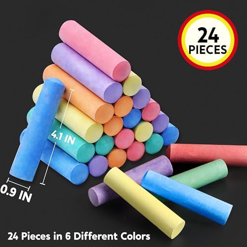 JOYIN 24 PCS Washable Sidewalk Chalks Set Non-Toxic Jumbo Chalk - Image 3