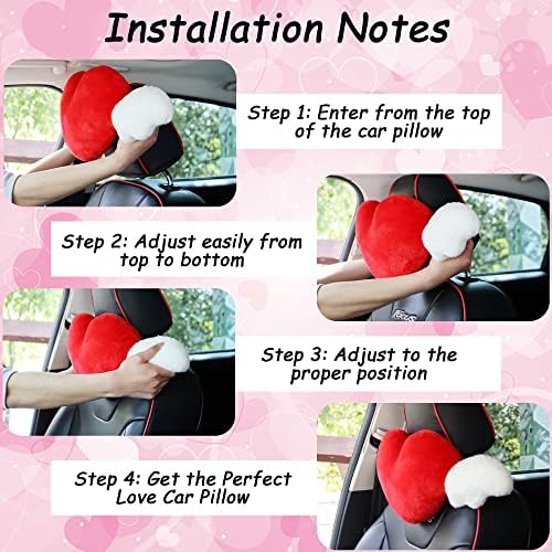 2 Pack Heart Shaped Cute Car Headrest Pillow - Image 4