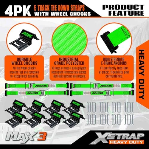 XSTRAP STANDARD 4-PK Wheel Chock E-Track Tie Down Straps Kit - Image 5