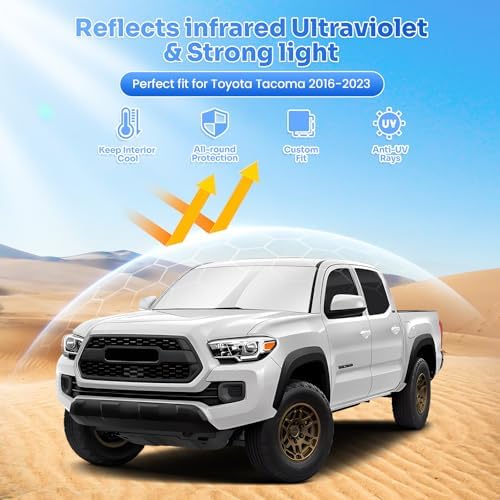 Canvcle Window Shades for 2016-2023 Toyota Tacoma Accessories Windshield Sun - Image 2