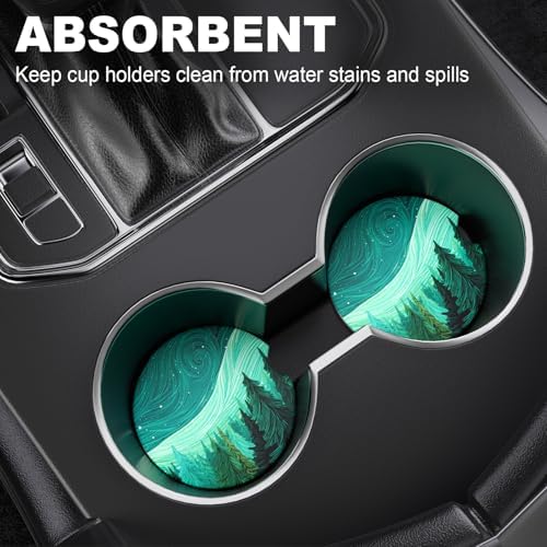 2 Pack Car Cup Holder Coaster, 2.63 inch Anti Slip Insert Absorbent Ceramic Car - Image 2
