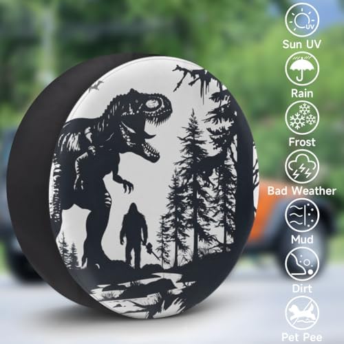 Spare Tire Cover for RV Trailer, Dinosaur Bigfoot Tire Covers Universal Fit for - Image 3