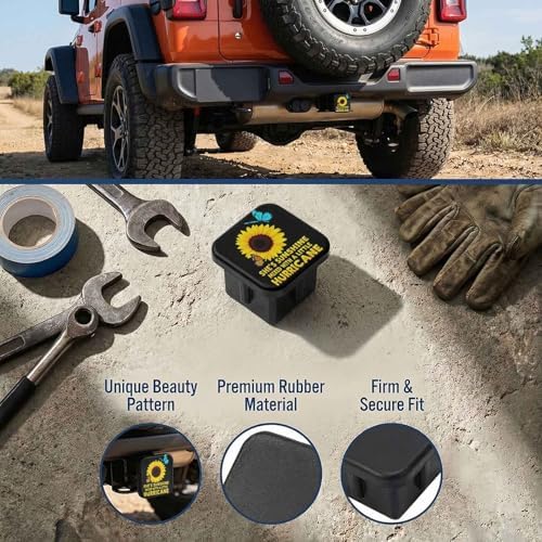 2 Inch Sunflower Butterfly Trailer Hitch Cover Rubber Receiver Tube Plug Cap - Image 3