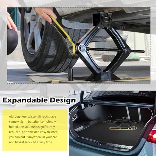 Scissor Jack for Car with Ratchet Wrench, 1.5T Capacity Scissor Car Jack Kit - Image 6