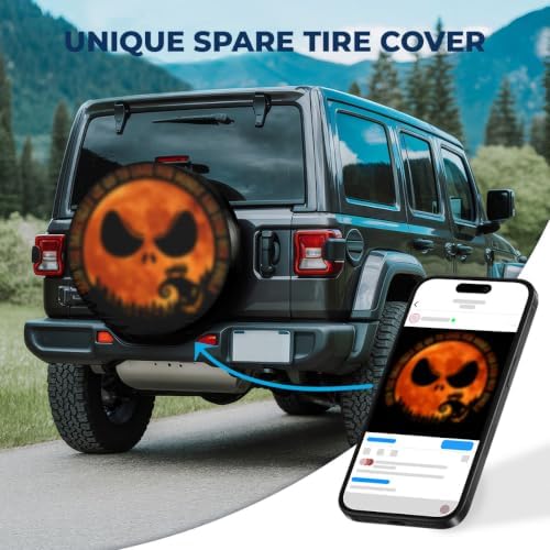 GENANY Gothic Skeleton Halloween PVC Leather Spare Tire Cover Size 16 - Image 2