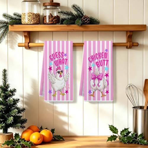 2 Pcs Funny Chicken Kitchen Towels, Soft Absorbent Waffle Hand Tea Towel 01 - Image 5
