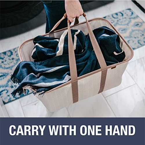 CleverMade Collapsible Laundry Baskets, 50L LUXE Tote 2 Pack - Image 3