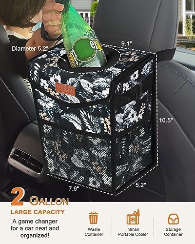 Pritent Car Trash Can with Lid Leakproof Car Garbage Bag Vehicle Trash Bin - Image 2