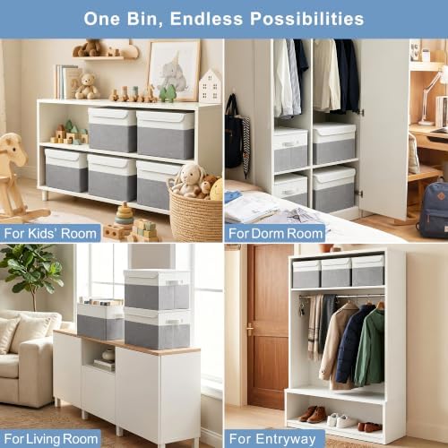 Bagnizer Large 22 Quart Linen Fabric Foldable Storage Bin Cube Organizer Basket - Image 4