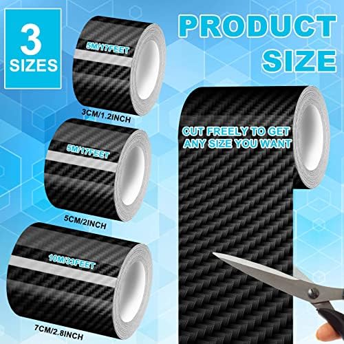 Tallew 3 Rolls 67 ft Carbon Fiber Vinyl Wrap Car Edge Door Sill Protector - Image 2