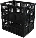 Saedy Black Stacking Milk Crates, 34-Quart Collapsible Container Bin 2 Pack by Saedy