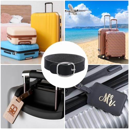 GORGECRAFT 10Pcs PU Leather Luggage Labels Strap Adjustable Faux Black Luggage - Image 5