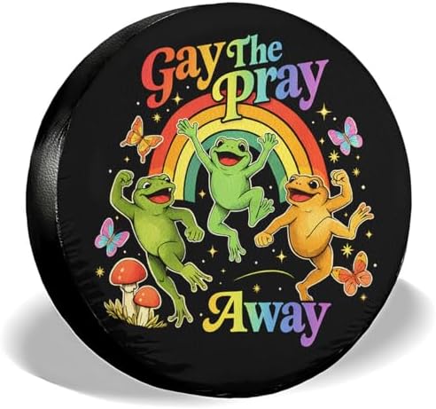 GENANY Rainbow Frog Pride Thick PVC Leather Spare Tire Cover Size 14 by GENANY