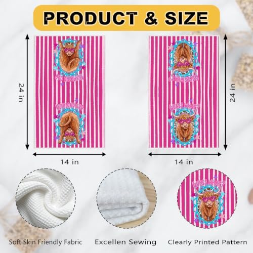 ZHAMEN 2 Pcs Funny Cow Kitchen Towels, Soft Absorbent Waffle Hand Tea Towel - Image 3