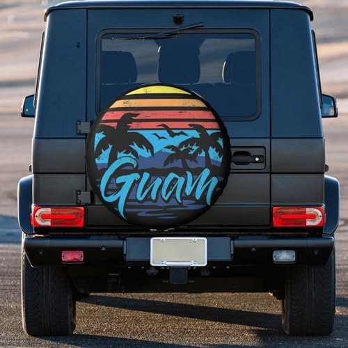 Guam Island Flag Palm Trees Weatherproof Spare Tire Cover - Image 3