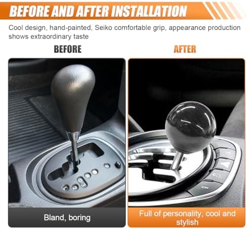 Carbon Fiber Shift Knob, Car Round Ball Gear Shifter Knobs - Image 4