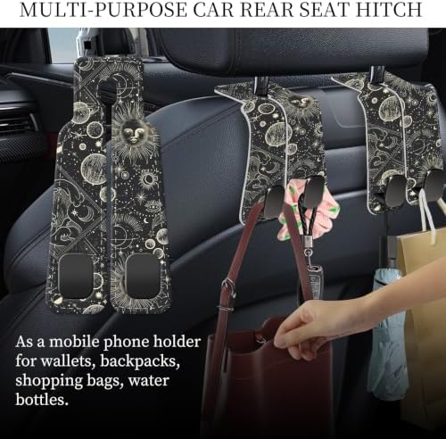 PU Leather Car Seat Hook, Storage Headrest Hanger, Cute Car Backseat Organizer - Image 3